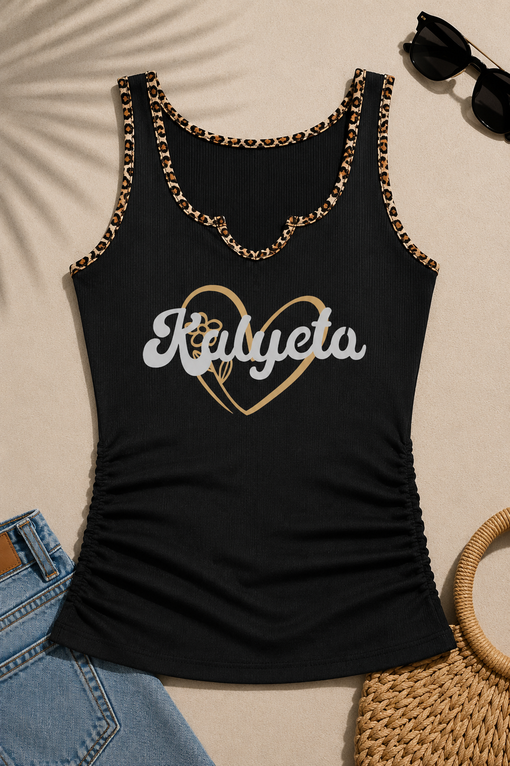 Leopard Lining Tank Top